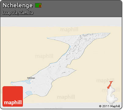 Classic Style Panoramic Map of Nchelenge, single color outside