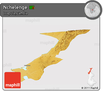 Physical Panoramic Map of Nchelenge, cropped outside