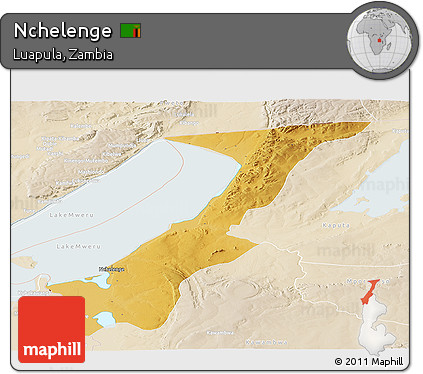 Physical Panoramic Map of Nchelenge, lighten