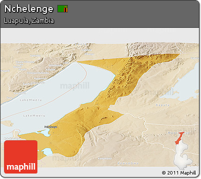 Physical Panoramic Map of Nchelenge, lighten