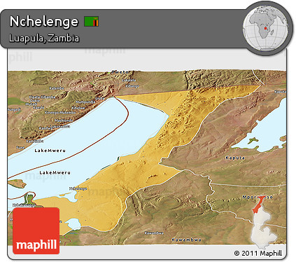 Physical Panoramic Map of Nchelenge, satellite outside