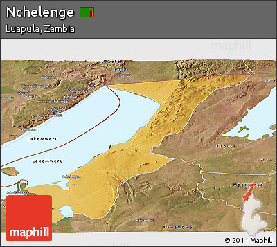 Physical Panoramic Map of Nchelenge, satellite outside