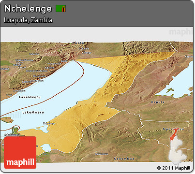 Physical Panoramic Map of Nchelenge, satellite outside