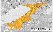 Political Panoramic Map of Nchelenge, lighten, desaturated