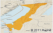 Political Panoramic Map of Nchelenge, shaded relief outside