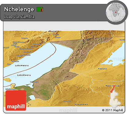 Satellite Panoramic Map of Nchelenge, physical outside