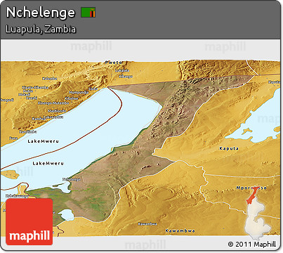 Satellite Panoramic Map of Nchelenge, physical outside