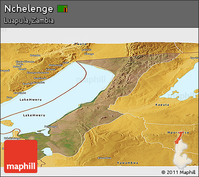 Satellite Panoramic Map of Nchelenge, physical outside