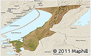 Satellite Panoramic Map of Nchelenge, shaded relief outside