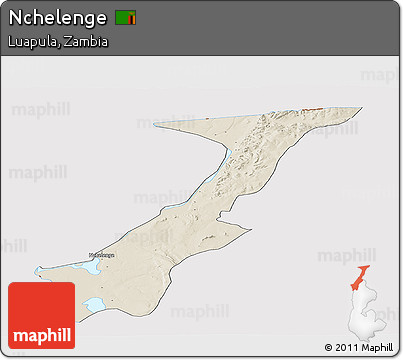 Shaded Relief Panoramic Map of Nchelenge, cropped outside