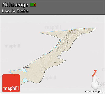 Shaded Relief Panoramic Map of Nchelenge, cropped outside