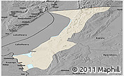 Shaded Relief Panoramic Map of Nchelenge, darken, desaturated