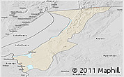 Shaded Relief Panoramic Map of Nchelenge, desaturated
