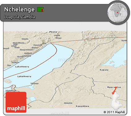 Shaded Relief Panoramic Map of Nchelenge