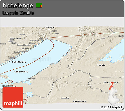 Shaded Relief Panoramic Map of Nchelenge