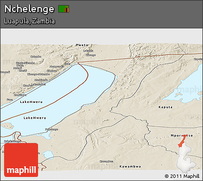 Shaded Relief Panoramic Map of Nchelenge
