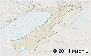 Shaded Relief Panoramic Map of Nchelenge, lighten