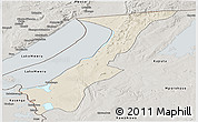 Shaded Relief Panoramic Map of Nchelenge, semi-desaturated
