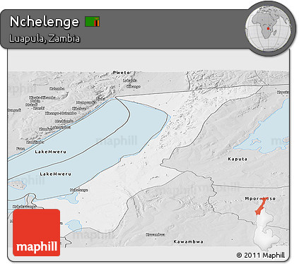 Silver Style Panoramic Map of Nchelenge