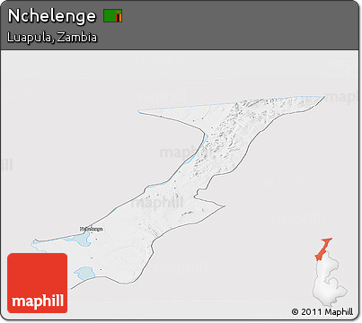 Silver Style Panoramic Map of Nchelenge, single color outside