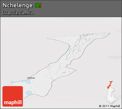 Silver Style Panoramic Map of Nchelenge, single color outside