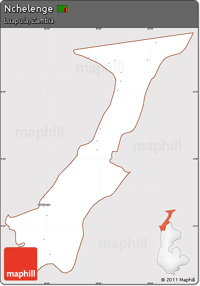Classic Style Simple Map of Nchelenge, cropped outside