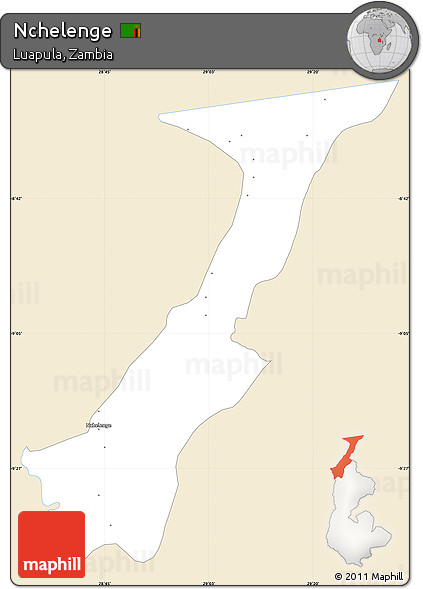 Classic Style Simple Map of Nchelenge, single color outside