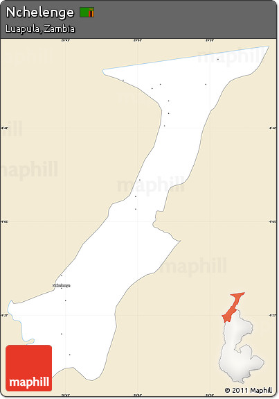 Classic Style Simple Map of Nchelenge, single color outside