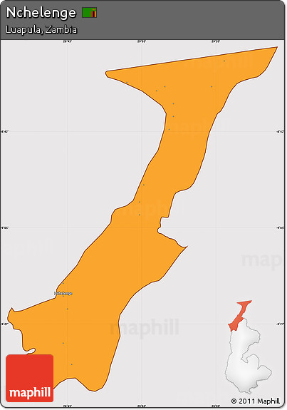 Political Simple Map of Nchelenge, cropped outside