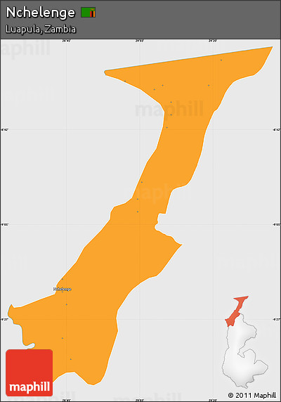 Political Simple Map of Nchelenge, single color outside