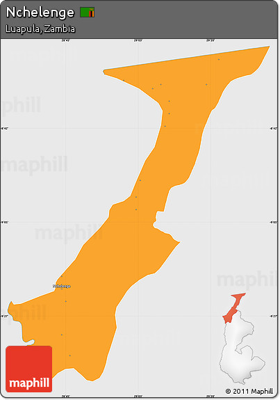 Political Simple Map of Nchelenge, single color outside