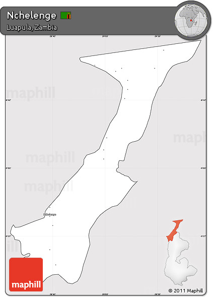 Silver Style Simple Map of Nchelenge, cropped outside