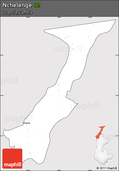 Silver Style Simple Map of Nchelenge, cropped outside