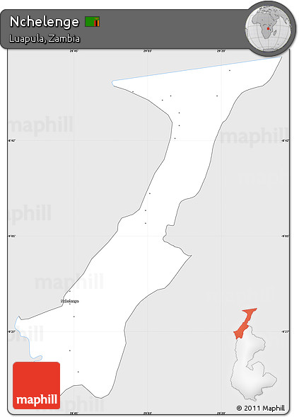 Silver Style Simple Map of Nchelenge, single color outside