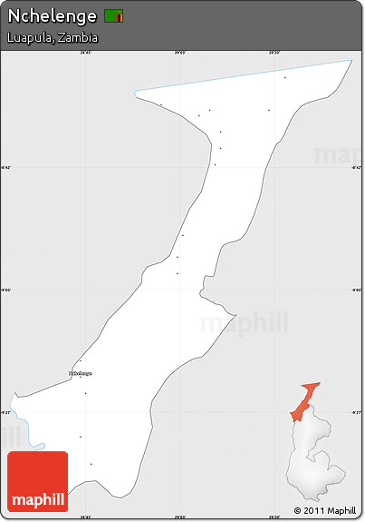 Silver Style Simple Map of Nchelenge, single color outside