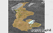 Satellite Panoramic Map of Luapula, darken, desaturated