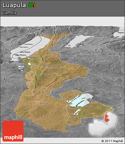 Satellite Panoramic Map of Luapula, desaturated