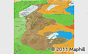 Satellite Panoramic Map of Luapula, political outside