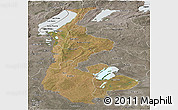 Satellite Panoramic Map of Luapula, semi-desaturated