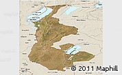 Satellite Panoramic Map of Luapula, shaded relief outside