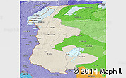 Shaded Relief Panoramic Map of Luapula, political shades outside