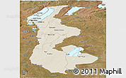 Shaded Relief Panoramic Map of Luapula, satellite outside