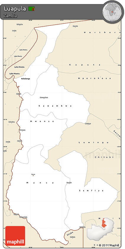 Classic Style Simple Map of Luapula