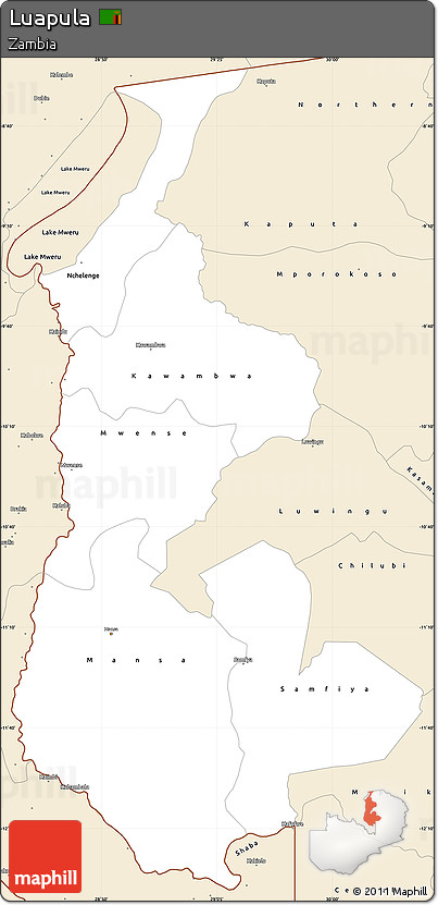 Classic Style Simple Map of Luapula