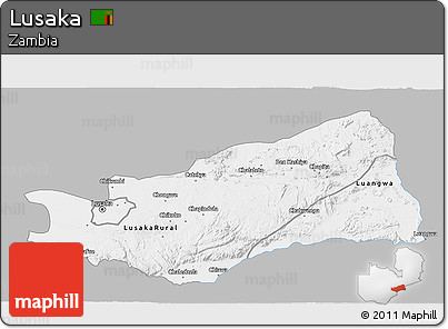 Gray 3D Map of Lusaka, single color outside