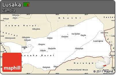 Classic Style Simple Map of Lusaka