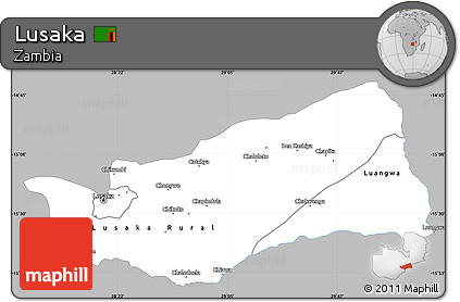 Gray Simple Map of Lusaka, single color outside