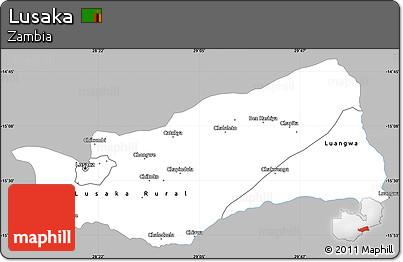 Gray Simple Map of Lusaka, single color outside