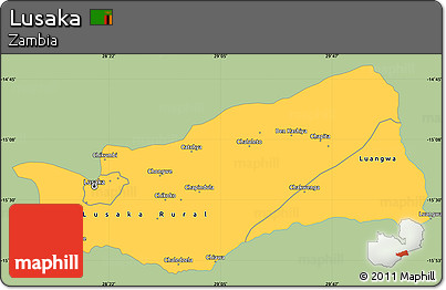 Savanna Style Simple Map of Lusaka, single color outside