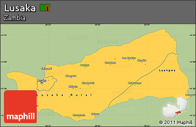 Savanna Style Simple Map of Lusaka, single color outside